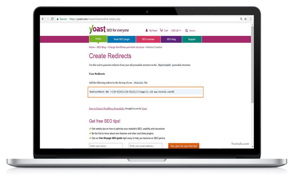 Copying the redirect codes from yoast redirects plugins | Changing WordPress Permalink Structure