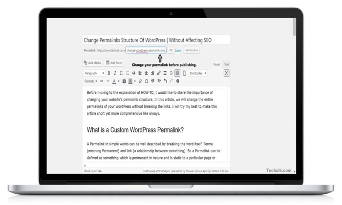 Wordpress Permalink Examples Change Permalink Structure Of WordPress | SEO Friendly | Techulk