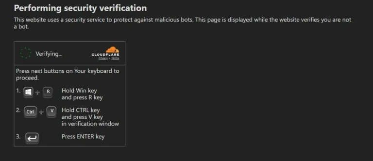 WordPress site hacked showing fake Cloudflare verification page